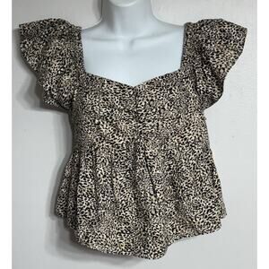 Midnight Sky Off The Shoulder Blouse Women’s Medium Animal Print Crop Top